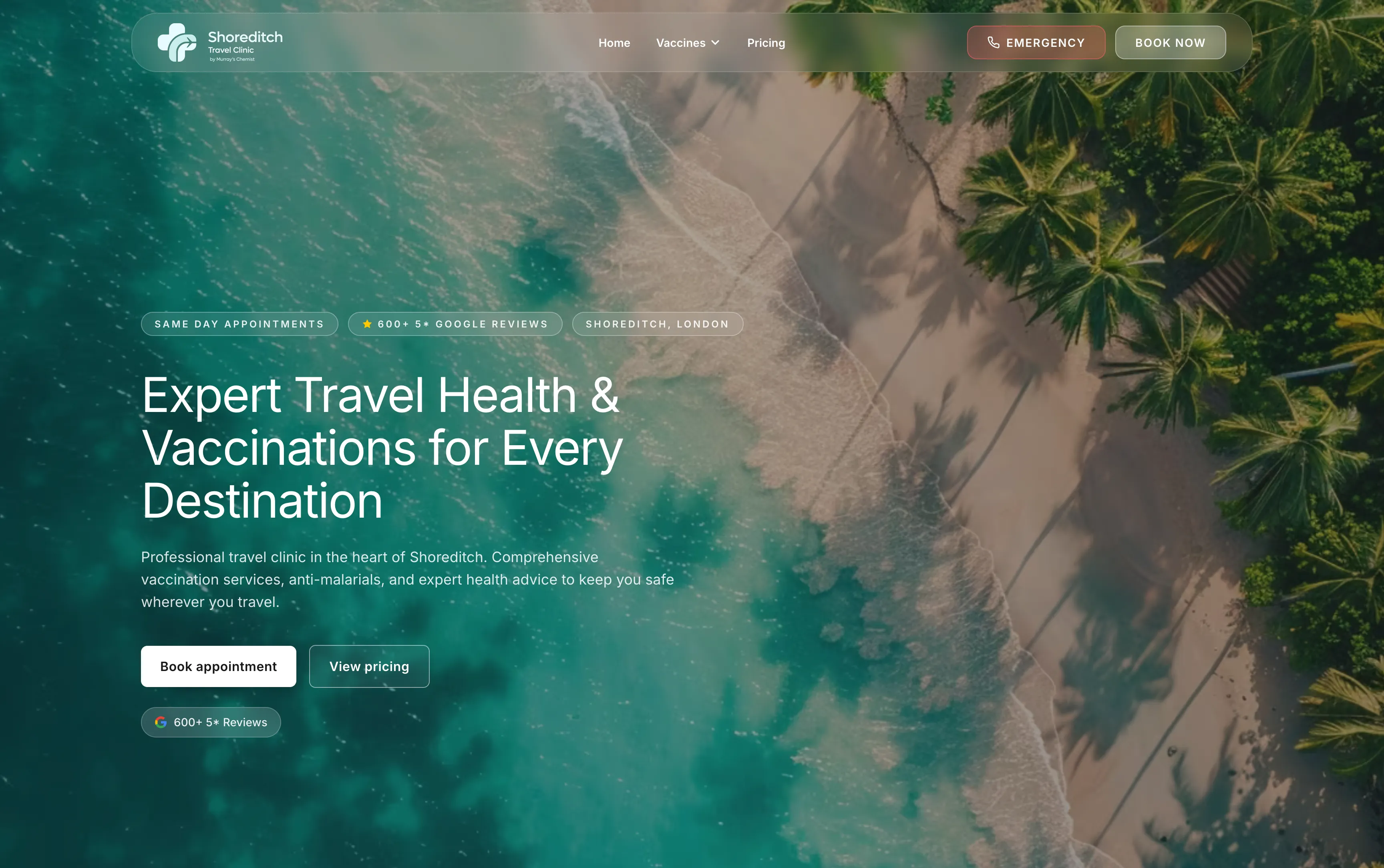 Shoreditch Travel Clinic website built by Mapletree Studio