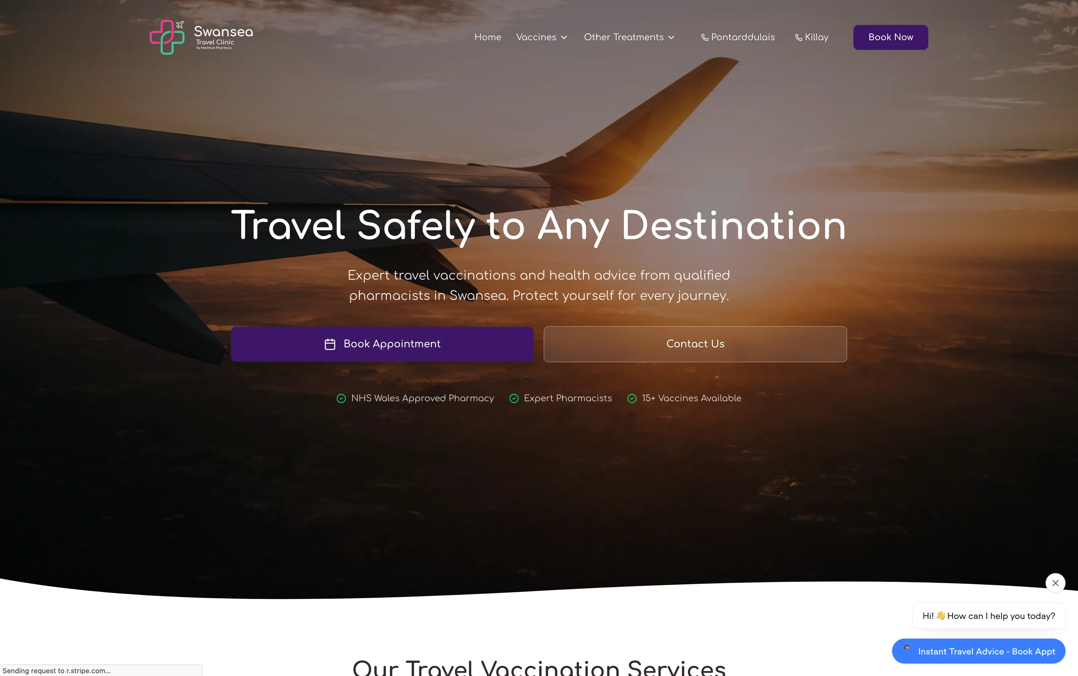 Swansea Travel Clinic website built by Mapletree Studio
